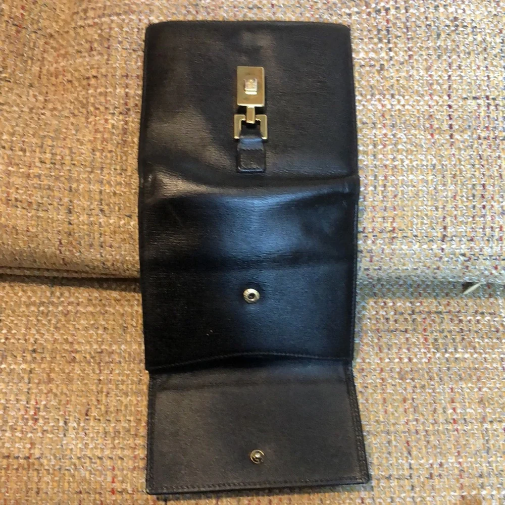 GUCCI Black Leather Jackie Trifold Wallet Vintage